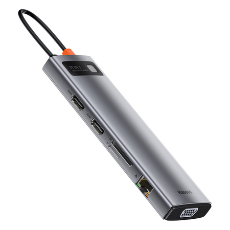 Baseus Metal Gleam 11w1 | Adaptér HUB 11v1 USB-C na 2x HDMI, VGA, RJ45, Audio, 3x USB3.0, SD/TF, 100W