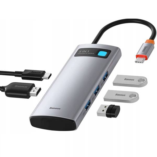 Baseus Metal Gleam Series | Adaptér HUB USB-C - HDMI 4K 3x USB 3.0 USB-C PD 100W